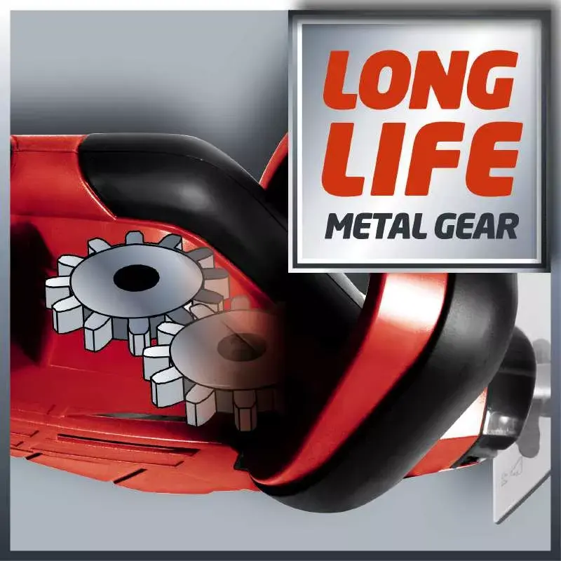 Einhell GE-CH 1846 Li Kit akkukäyttöinen pensasleikkuri, 18 V, 2,0 Ah litiumioniakku, kaksoisterä, 52 cm leikkuupituus, punainen/musta