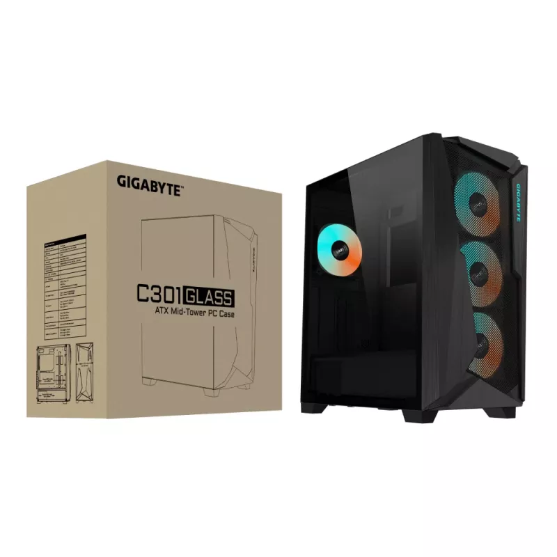 GIGABYTE C301 GLASS Midi Tower musta