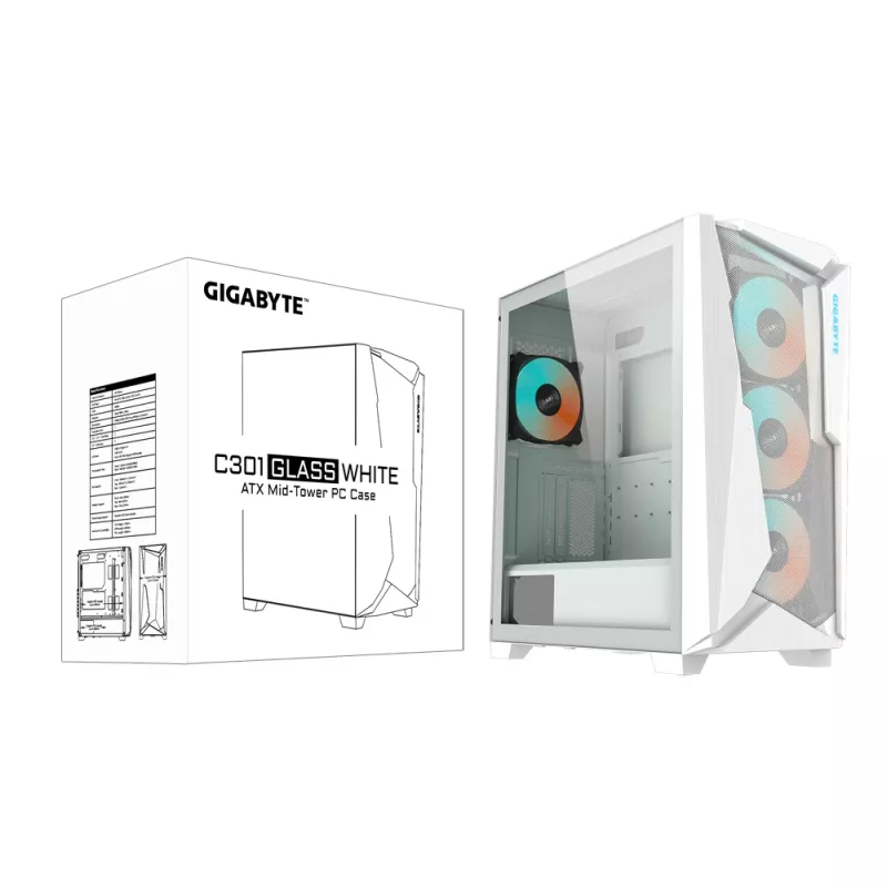 GIGABYTE C301GW tietokonekotelo Midi Tower valkoinen