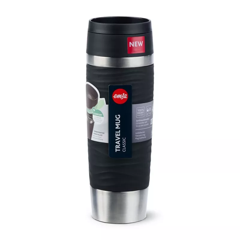 EMSA Travel Mug Waves Grande 500 ml musta, ruostumaton teräs