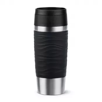 EMSA Travel Mug Waves 360 ml musta ruostumaton teräs matkamuki