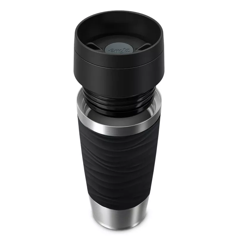 EMSA Travel Mug Waves 360 ml musta ruostumaton teräs matkamuki