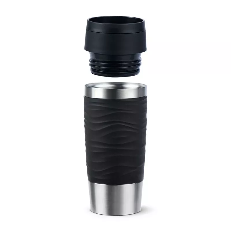 EMSA Travel Mug Waves 360 ml musta ruostumaton teräs matkamuki