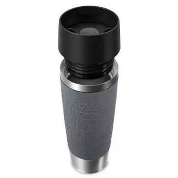 EMSA N2022300 Travel Mug Classic Grande termosmuki, 500 ml, ruostumaton teräs/PP/silikoni, Quick Press -kansi, harmaa