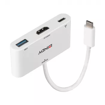 Lindy USB 3.2 Type-C - HDMI -muunnin USB Type-A -portilla ja Power Delivery -tuella