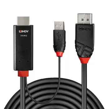 Lindy 2 m HDMI - DisplayPort -kaapeli HDMI USB Type-A DisplayPort