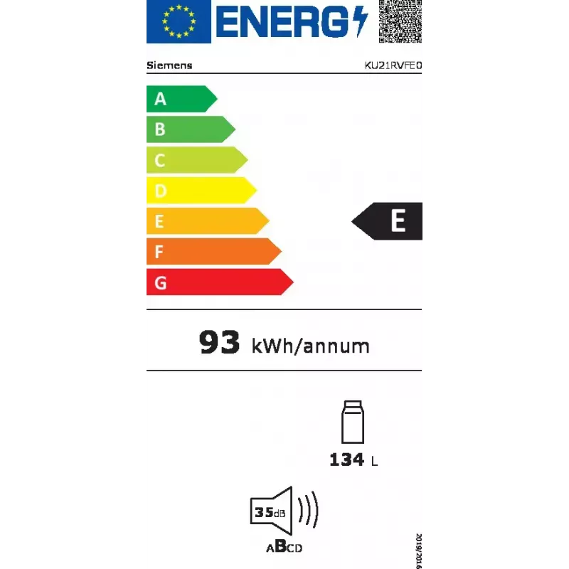 Siemens iQ300 KU21RVFE0 jääkaappi integroitu 134 L