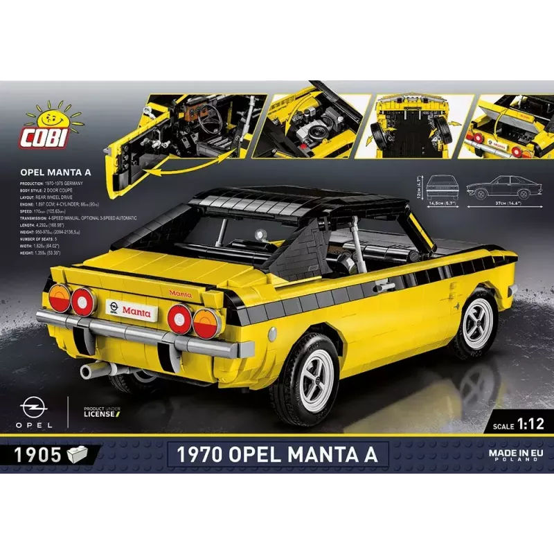 Rakennuslelu Cobi Opel Manta A 1970 malli mittakaavassa 1:12, rakennussarja