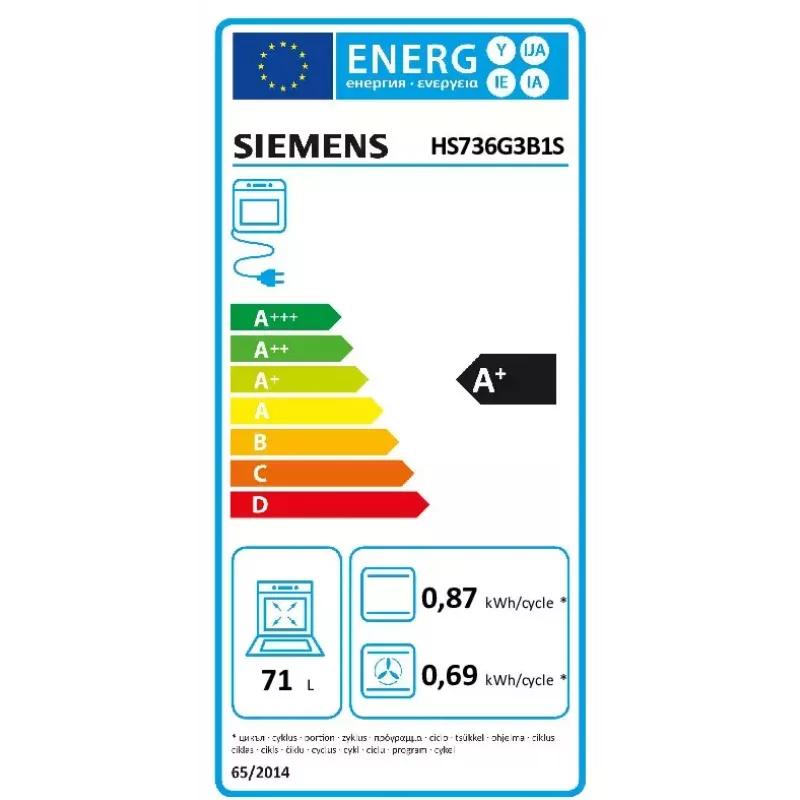Siemens HS736G3B1 uuni 71 L musta, ruostumaton teräs