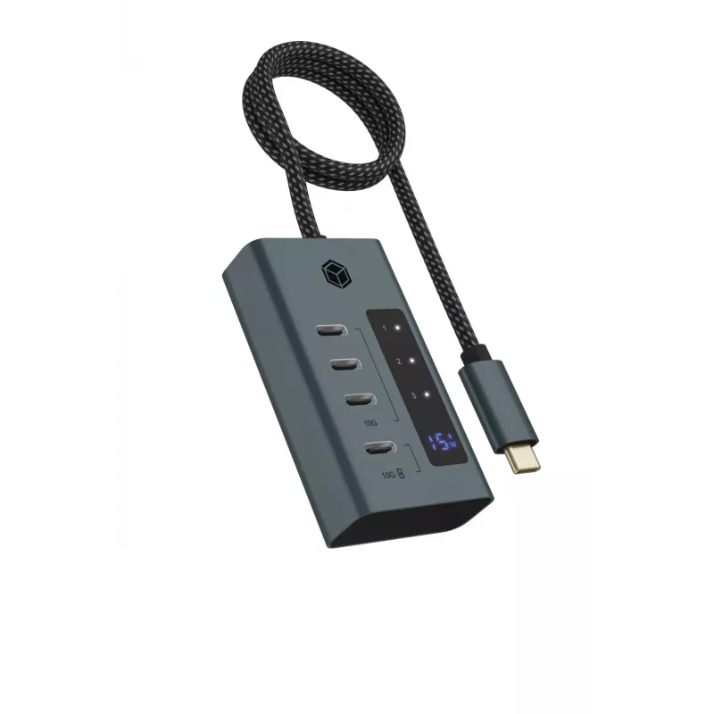 ICY BOX IB-HUB1454-C31 USB 3.2 Gen 1 (3.1 Gen 1) Type-C 10000 Mbit/s sininen, harmaa