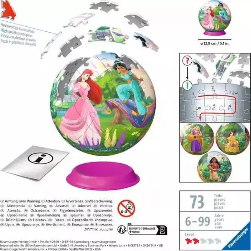 3D-palapeli Ravensburger Disney Princess – 72 palaa, pallopalapeli