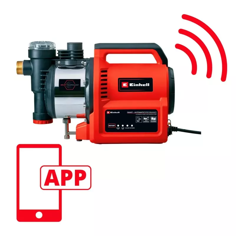 Vesipumppu EINHELL GE-AW 1144 SMART — 1100 W, sovellusohjaus, puutarhakastelu ja vedensiirto