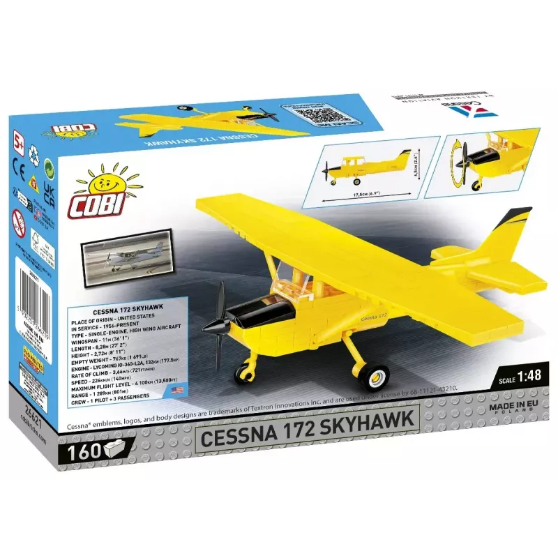 Rakennuslelut Cobi Cessna 172 Skyhawk keltainen malli 26621 – mittakaavainen rakennussarja