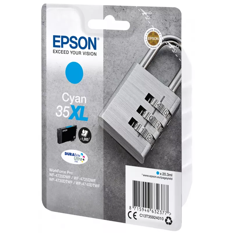 Värikasetti Epson Padlock Singlepack syaani 35XL DURABrite Ultra Ink