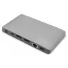 DIGITUS telakointiasema USB-C – 2x USB Type-C / 2x USB 3.0 10 Gbit/s / USB 3.0 5 Gbit/s / 2x DP / GbE / Micro-SD / SD / 3,5 mm – 60 W USB Power Delivery
