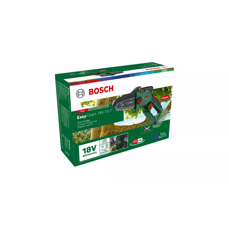 Bosch EasyChain 18V-15-7 sähkökäyttöinen moottorisaha, langaton käsikäyttöinen saha 1,3 kg