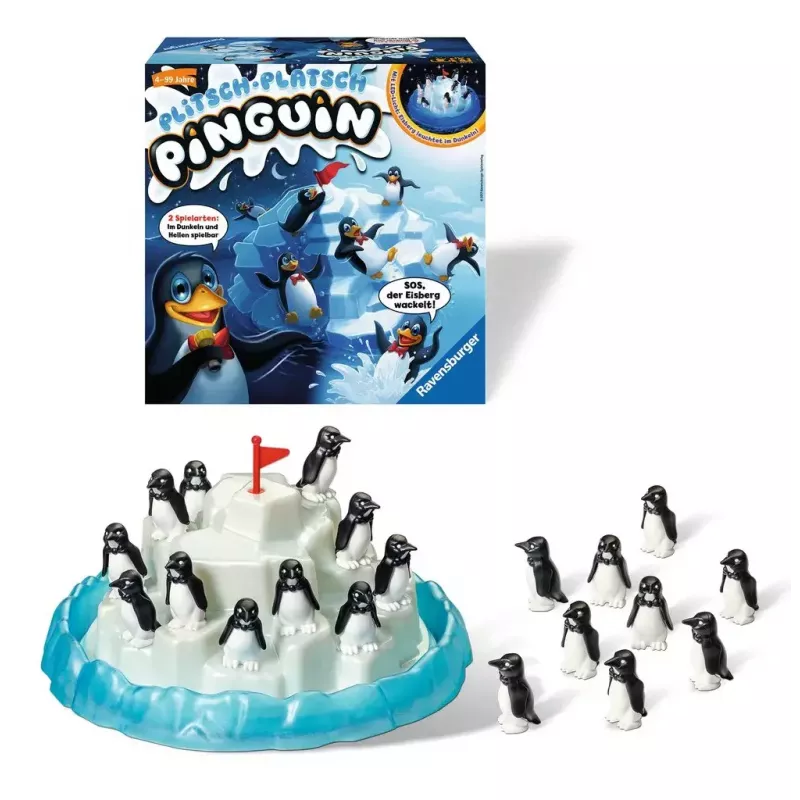 Ravensburger 213252 Plitsch-Platsch Pinguin taitopeli, 4+ vuotiaille