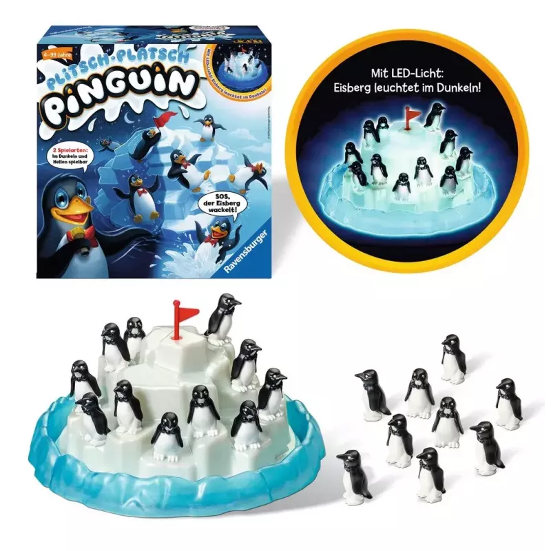 Ravensburger 213252 Plitsch-Platsch Pinguin taitopeli, 4+ vuotiaille