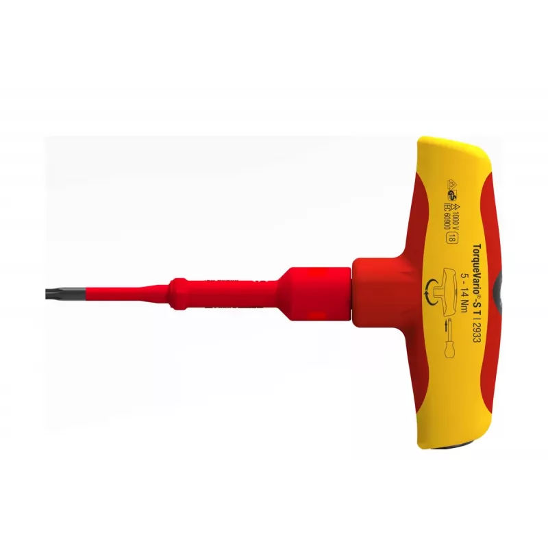 Wiha TorqueVario-S T electric 2933 momenttiruuvimeisseli T-kahvalla, 5-14 Nm