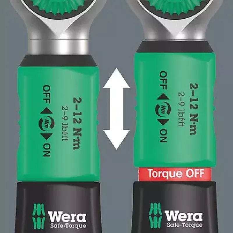 Wera 05075832001 Safe-Torque A 2 Set 1 momenttiavainsarja räikällä, 23 osaa, 1/4" kuusiokanta, 2–12 Nm, musta/vihreä