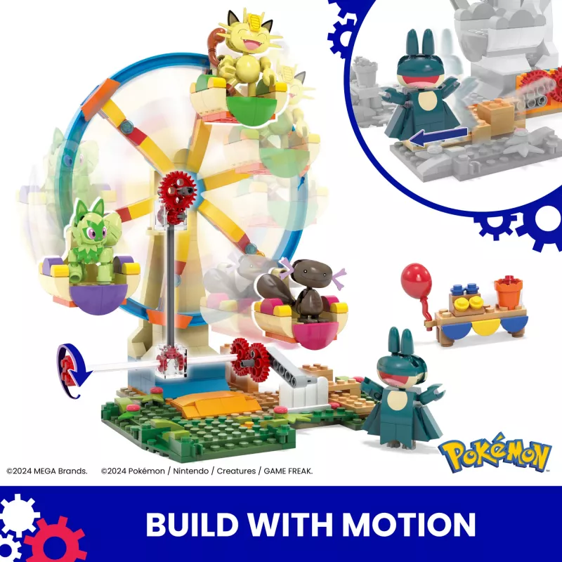 MEGA Pokémon maailmanpyörärakennussarja, 4 toimintahahmoa (393 osaa) lapsille
