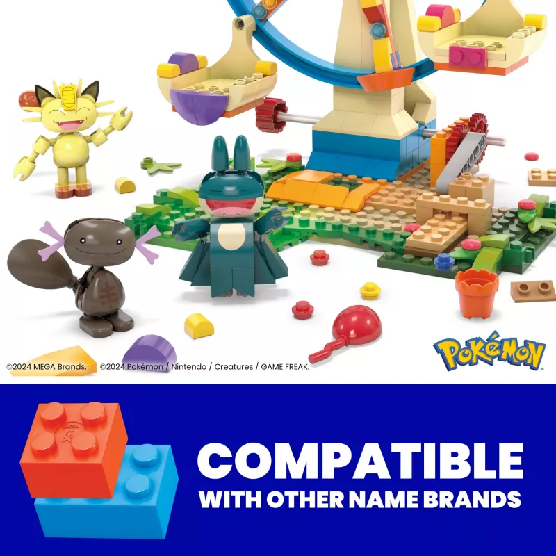 MEGA Pokémon maailmanpyörärakennussarja, 4 toimintahahmoa (393 osaa) lapsille
