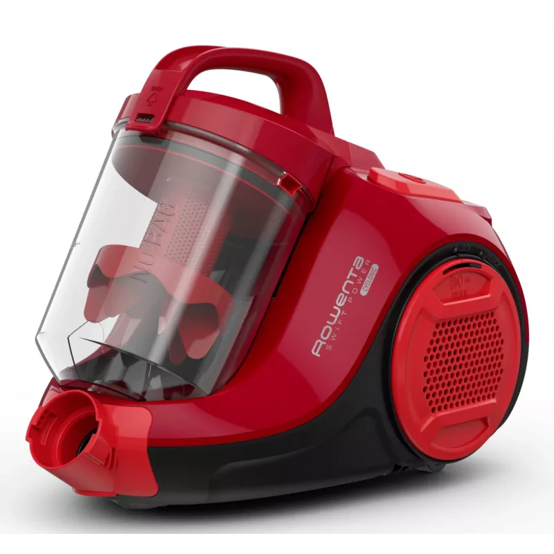 Rowenta Swift Power Cyclonic RO2913 pölypussiton lattiapölynimuri, 3-portainen suodatus, punainen