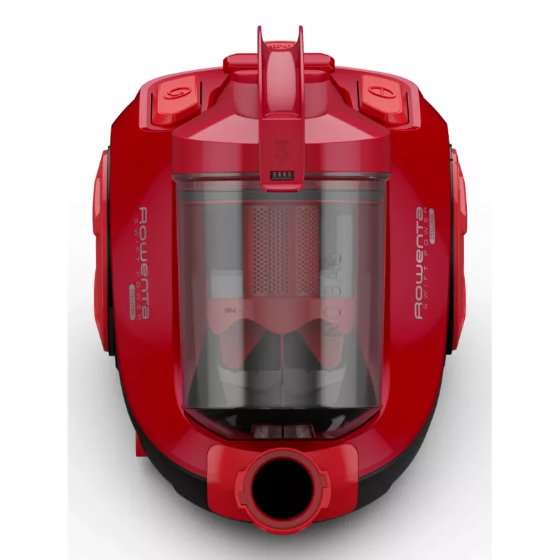 Rowenta Swift Power Cyclonic RO2913 pölypussiton lattiapölynimuri, 3-portainen suodatus, punainen