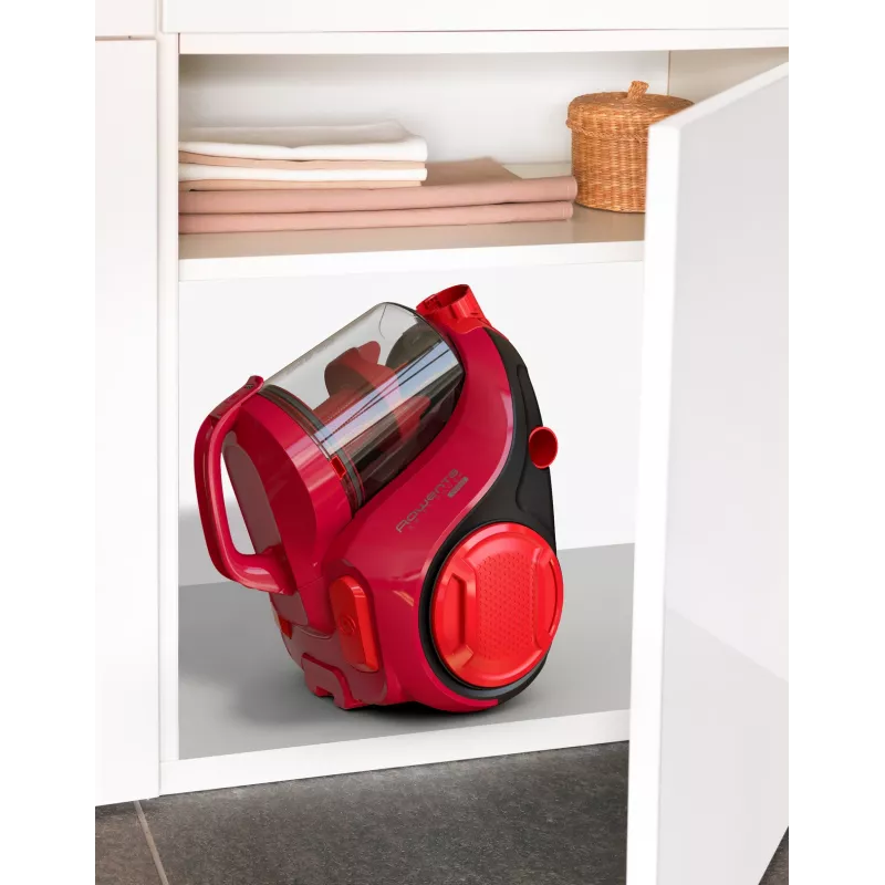 Rowenta Swift Power Cyclonic RO2913 pölypussiton lattiapölynimuri, 3-portainen suodatus, punainen