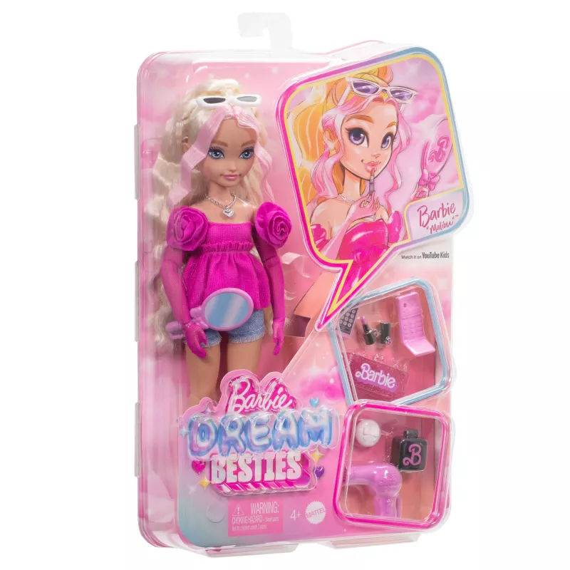 Barbie Dream Besties ”Malibu” muotinukke 8 meikki- ja hiusasusteella