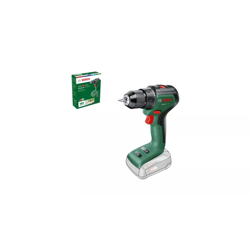 Bosch UniversalDrill 18V-60 akkuporakone, 18 V, 60 Nm, 1900 kierr./min, 2-vaihteinen, ilman akkua, vihreä/musta