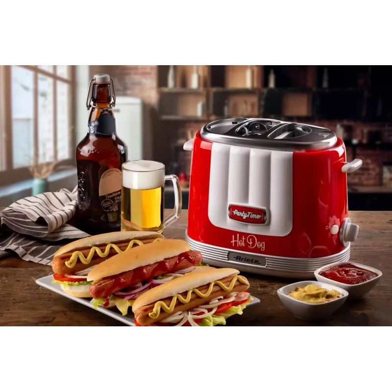 Ariete 206 Hot Dog -laite Party Time, 650W, voileipiä ja hot dogeja, punainen
