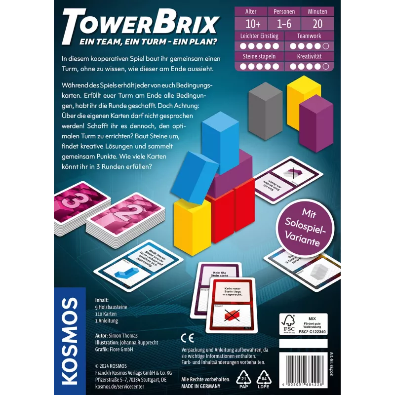 Kosmos TowerBrix 20 min lautapeli perhe