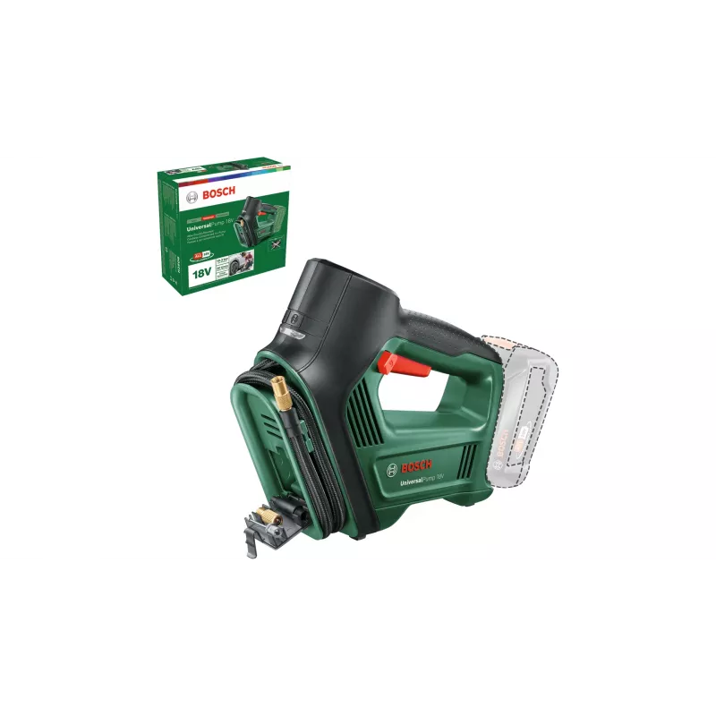 Bosch UniversalPump 18V 0603947100 akkukäyttöinen ilmapumppu, enint. 10 bar, ilman akkua ja laturia, vihreä/musta
