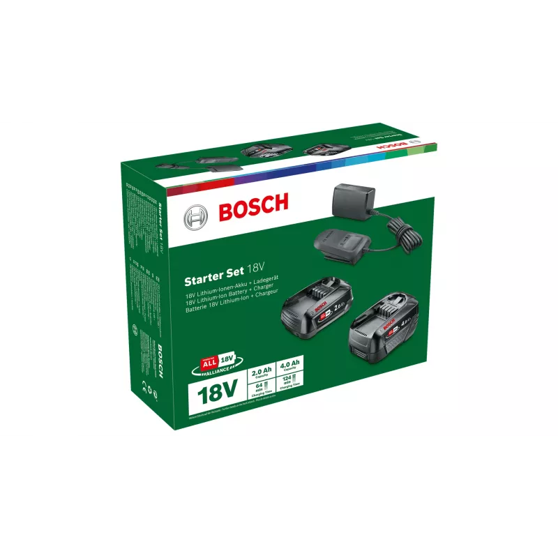 Bosch Starter-Set 18V - 2 x akku (2,0 Ah + 4,0 Ah) akku- ja laturisarja