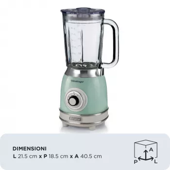 Ariete 583, vintage-tehosekoitin 1,5 litran lasikannulla, 4 ruostumatonta teräbladea, 4 nopeutta + pulse, 1000 wattia, vihreä
