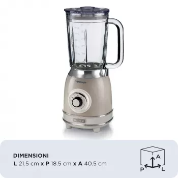 Ariete 583, vintage-tehosekoitin 1,5 litran lasikannulla, 4 ruostumatonta teräbladea, 4 nopeutta + pulse, 1000 wattia, beige