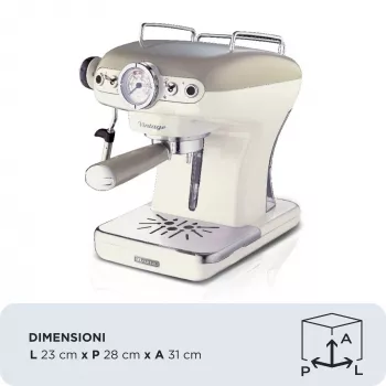 Ariete 1389 Vintage -espressokeitin - espressokeitin jauhetulle kahville tai ESE-padeille, pastellinbeige