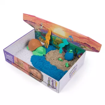 Kinetic Sand, Project Planet Turtle Beach 397 g leikkihiekkaa, työkalut ja muotit, kestävät ympäristöystävälliset materiaalit, aistilelu lapsille
