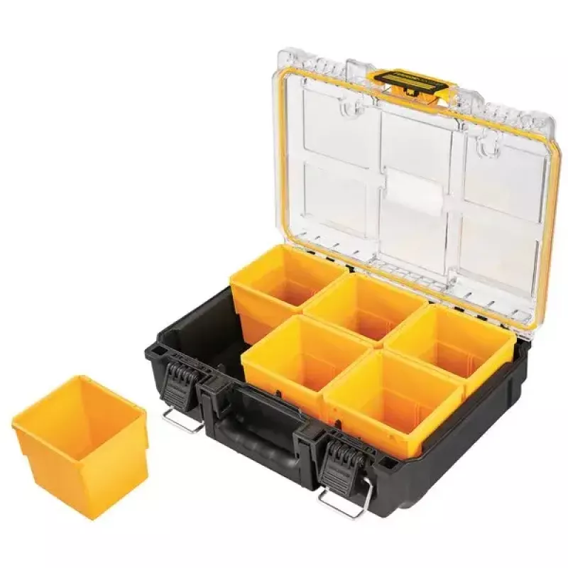 Työkalujen säilytyslaatikko DeWALT ToughSystem 2.0 musta läpinäkyvä keltainen 6 taskua