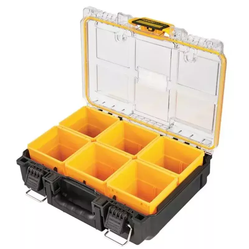 Työkalujen säilytyslaatikko DeWALT ToughSystem 2.0 musta läpinäkyvä keltainen 6 taskua