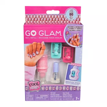 Cool Maker, GO GLAM kynsisalon täydennyssarja, yksisarvis- ja merenneitokuviot, 80 kynnen muotoilu (pakkaus voi vaihdella), askartelu- ja luovuuslelu yli 7-vuotiaille lapsille