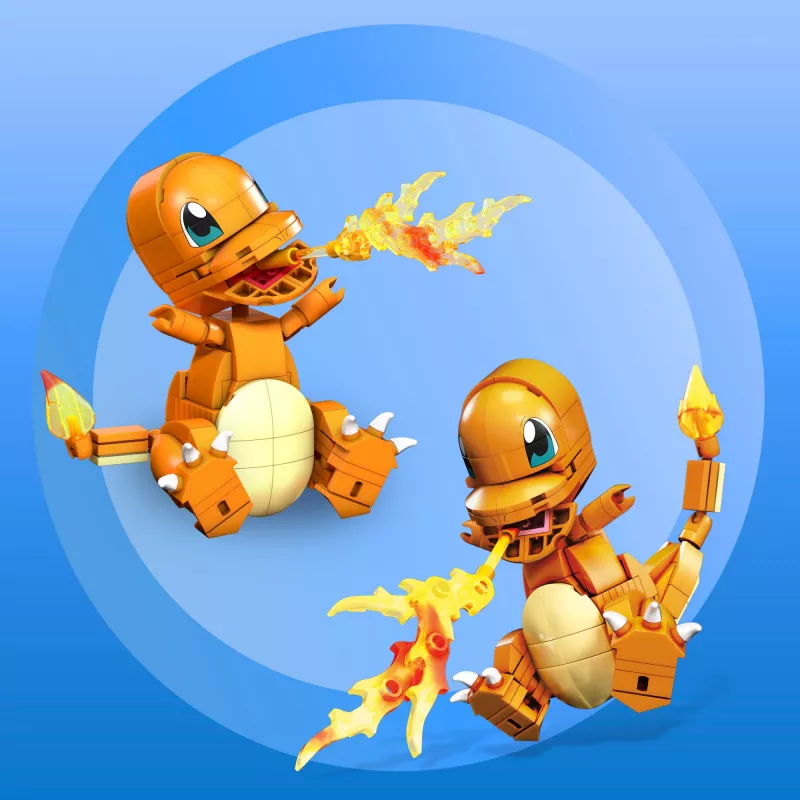 MEGA Pokémon Build & Show Charmander lelunrakennussarja, 10 cm korkea,