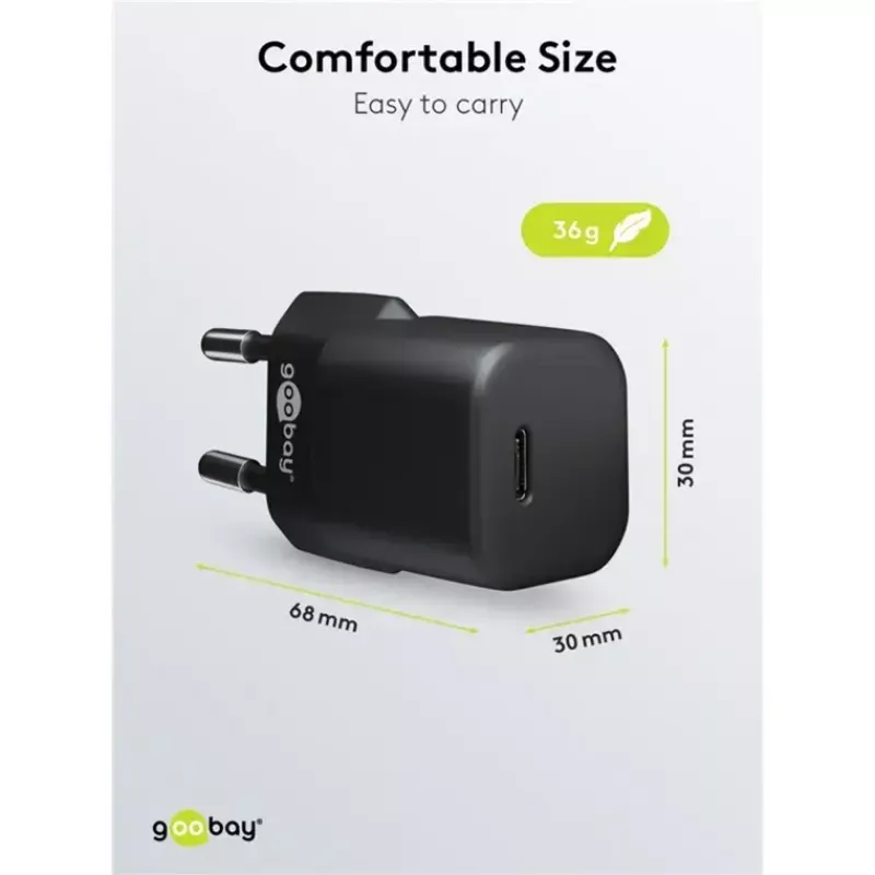 GOOBAY laturi 64574 30W USB‑C PD Apple Lightning -kaapeliin 1 m, musta