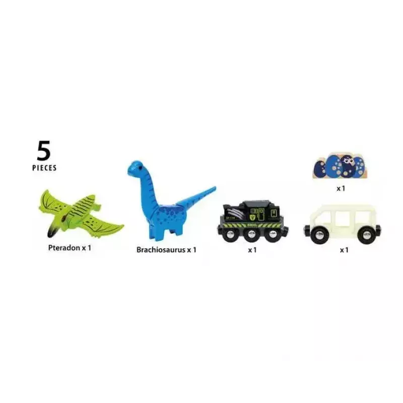 Juna BRIO Dinosaur Battery Train monivärinen puu 3+