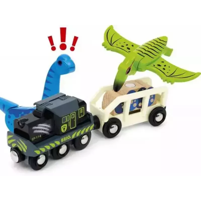 Juna BRIO Dinosaur Battery Train monivärinen puu 3+
