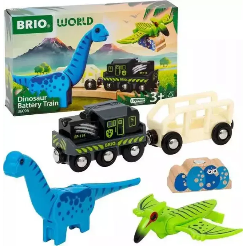 Juna BRIO Dinosaur Battery Train monivärinen puu 3+
