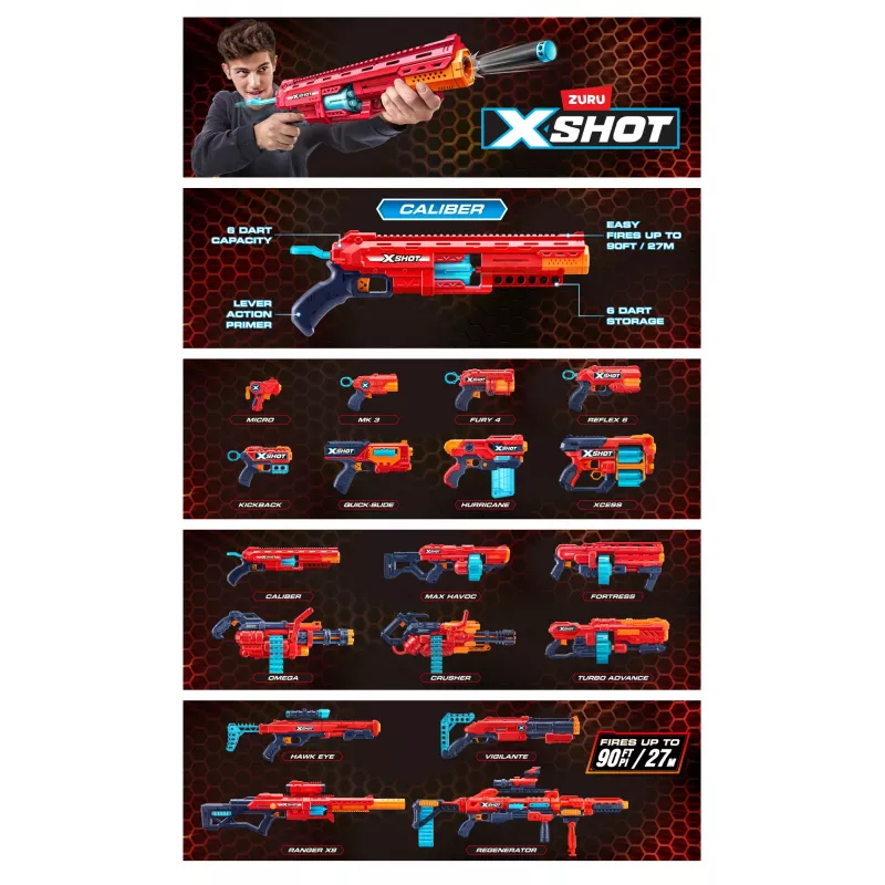 ZURU XSHOT Excel 36675 Caliber nuolipyssy, 27 m kantama