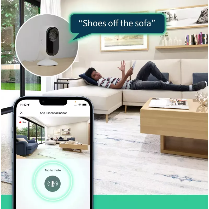 IP-valvontakamera Arlo Essential 2K Indoor Security Camera 2 kpl:n pakkaus langaton sisäkäyttöön