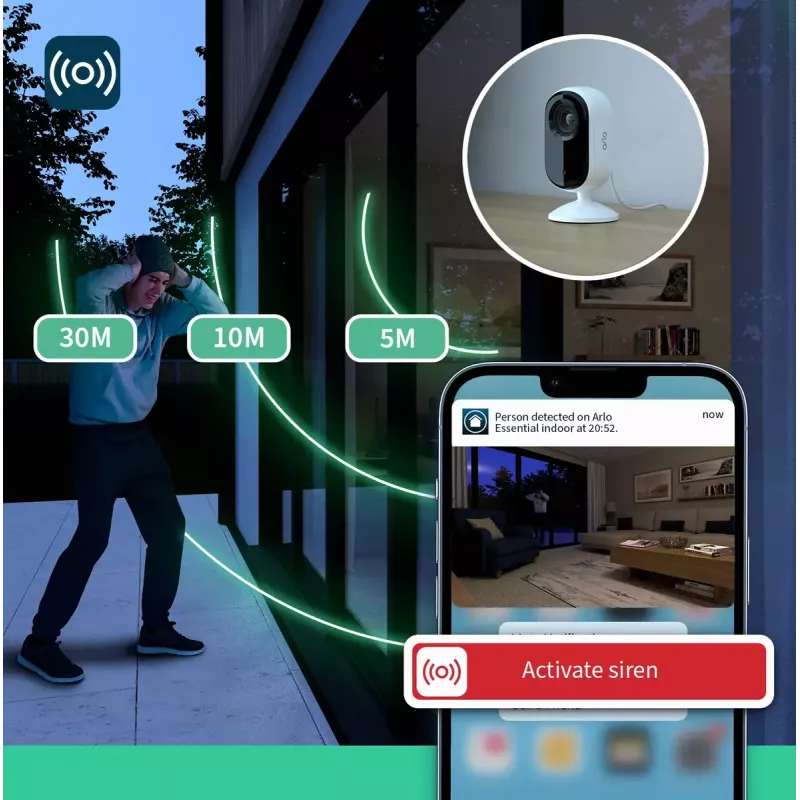IP-valvontakamera Arlo Essential 2K Indoor Security Camera 2 kpl:n pakkaus langaton sisäkäyttöön